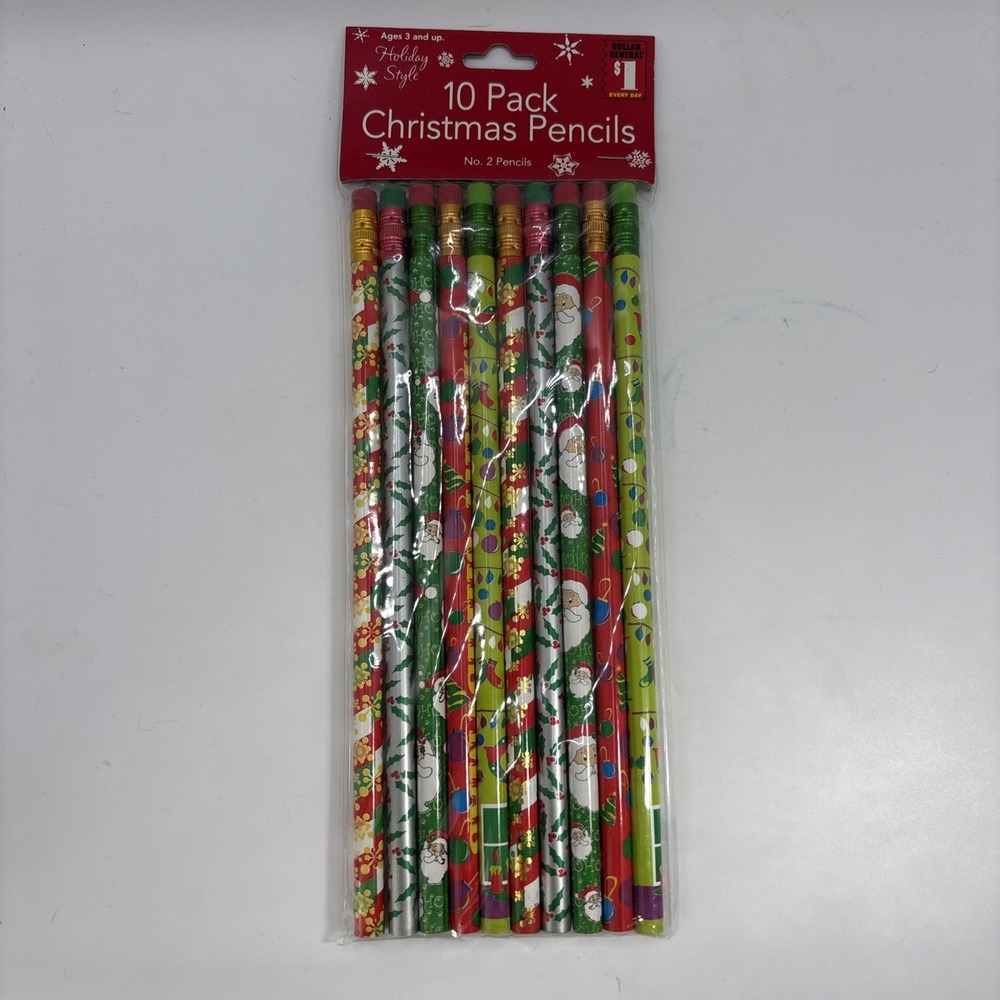 Holiday Style‎ 10 Pack Christmas Pencils Santa Holiday Party Favors Gift NEW